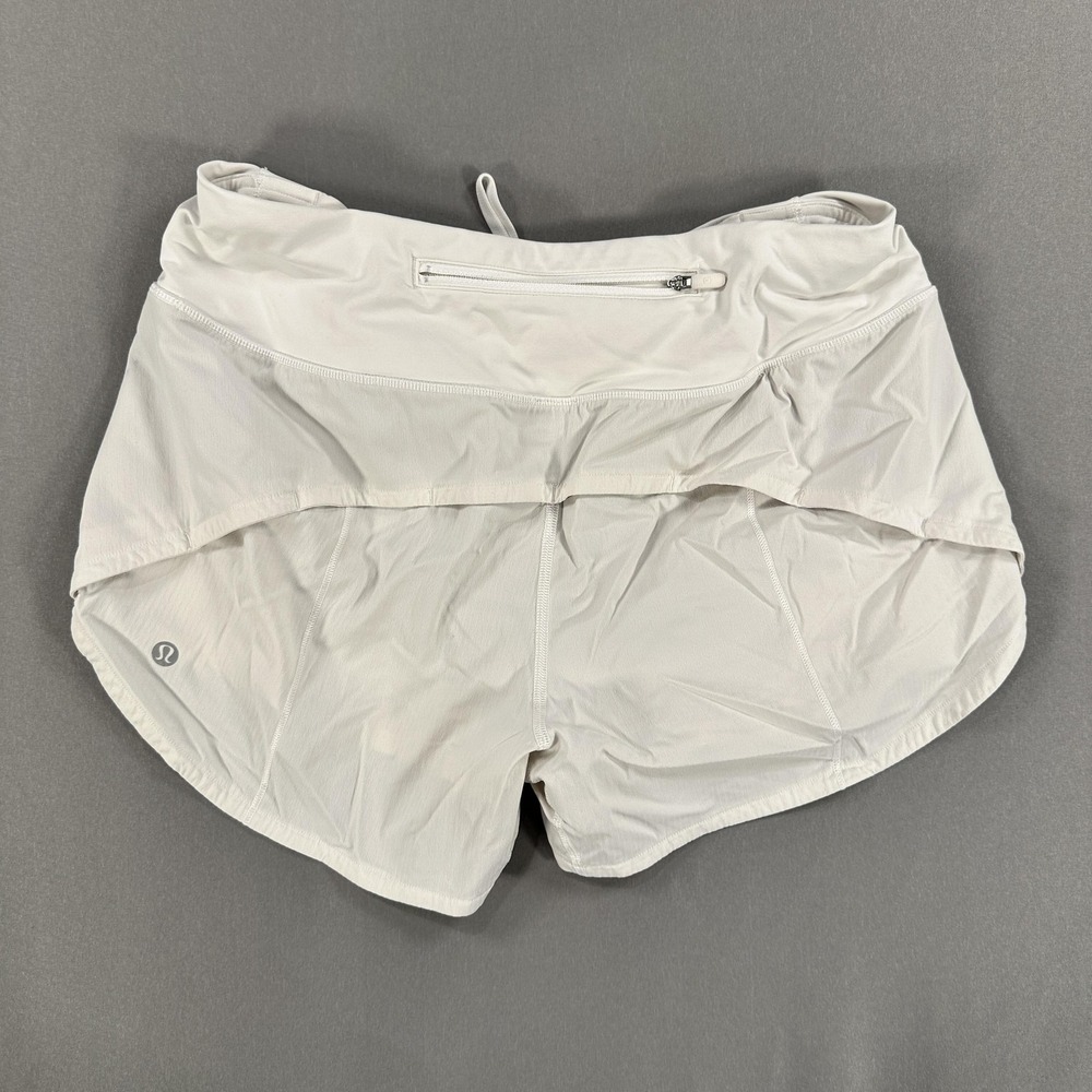 Lululemon Shorts Womens 4 White 2.5 Inseam Running Lined Zip Pocket Athletic - Picture 2 of 8